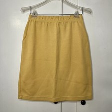 Vintage 80s/90s Express Tricot Yellow Ribbed Knit Mini Skirt
