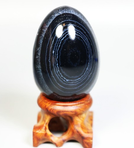 Natural Orca Agate With Quartz Crystal Stone Sphere Egg Mineral Specimen / Stand - Picture 13 of 13