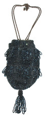 GORGEOUS BLUE HEAVY TRUE ANTIQUE LINED BEADED HAND BAG PURSE  b31 