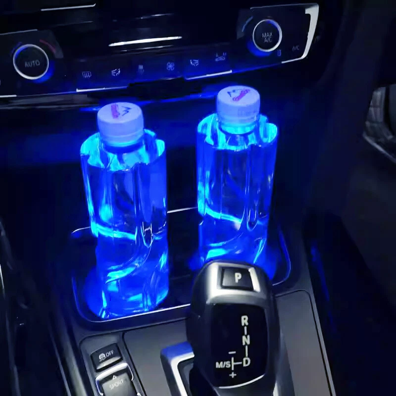 Portabotellas LED de 7 colores para coche alfombrilla posavasos almohadilla luces de atmósfera lámpara decoración Foto 4 de 4
