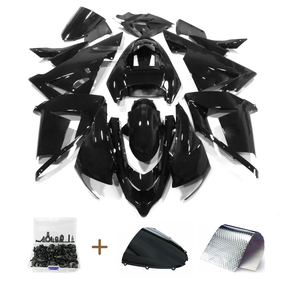 Glossy Black Injection Fairing Kit Fit for Kawasaki Ninja ZX10R 2004 2005 +Bolts - Изображение 3 из 4