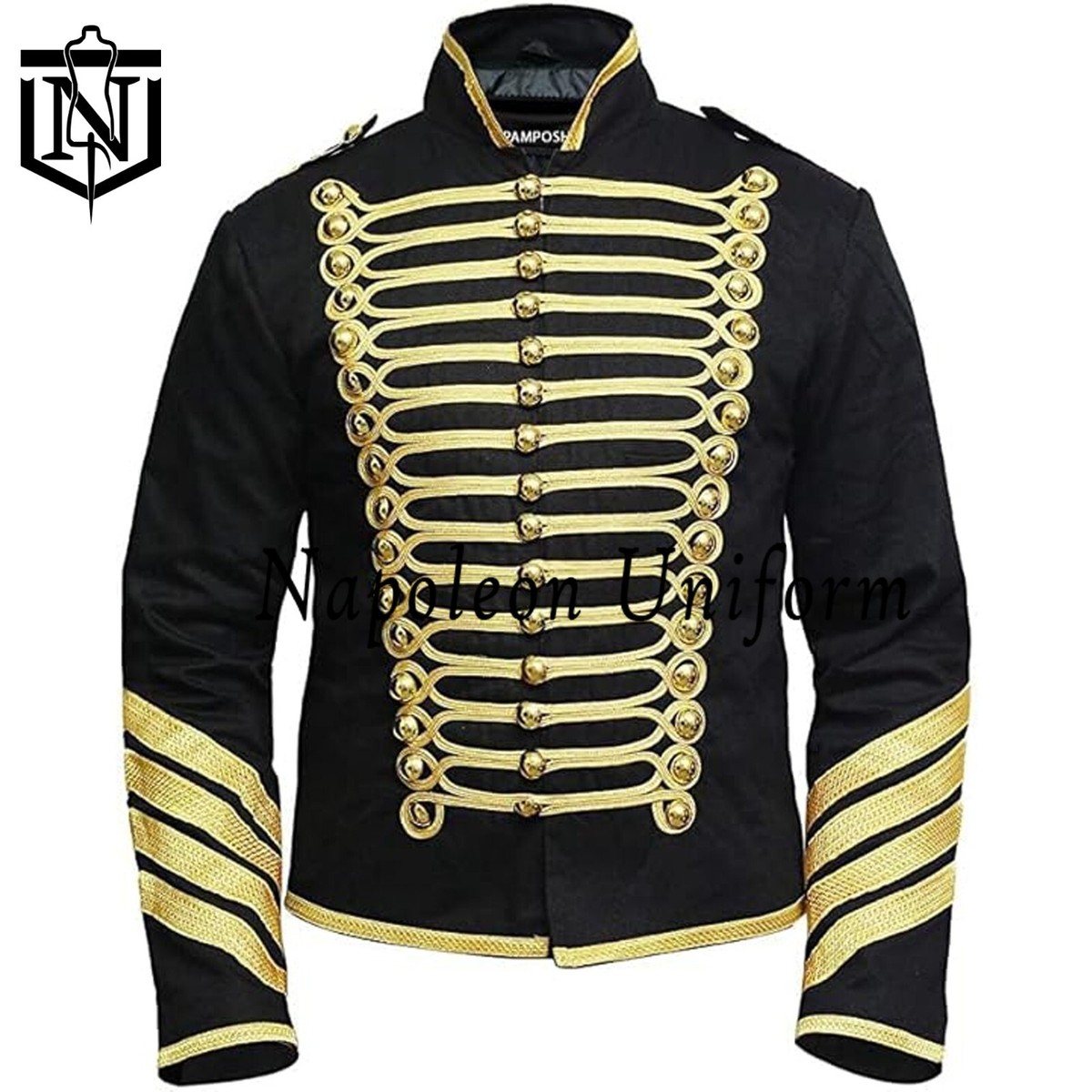 New Men's 19th centuries Black Wool Pamposh Steampunk Hussar