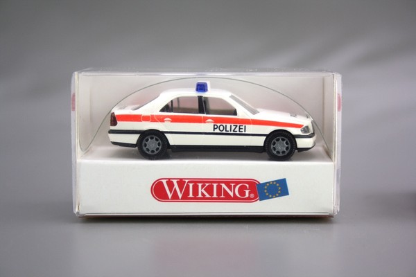 Wiking H0 1:87 Automodell Mercedes Benz C200 Polizei Weiß 104 03 Nos Neu Ovp-image