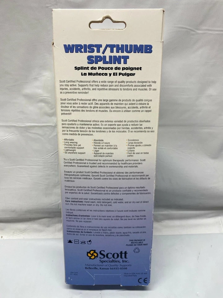 Muñequera Scott y férula para pulgar - derecha, grande - NUEVO Foto 2 de 3