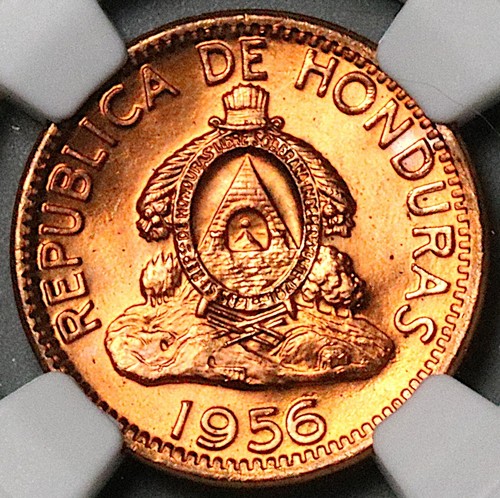 1956 NGC MS 66 RD Honduras 2 Centavos de Lempira Full Red Coin (25041803C)