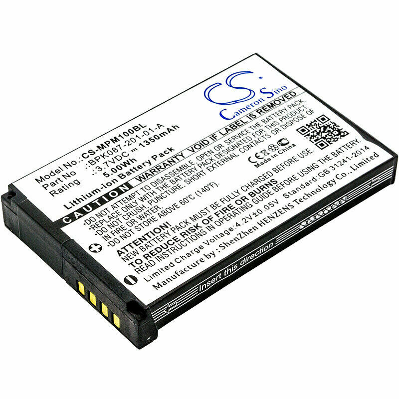 1350mAh BPK087-201-01-A Battery Motorola Verifone Zebra MPM100, MPM-100
