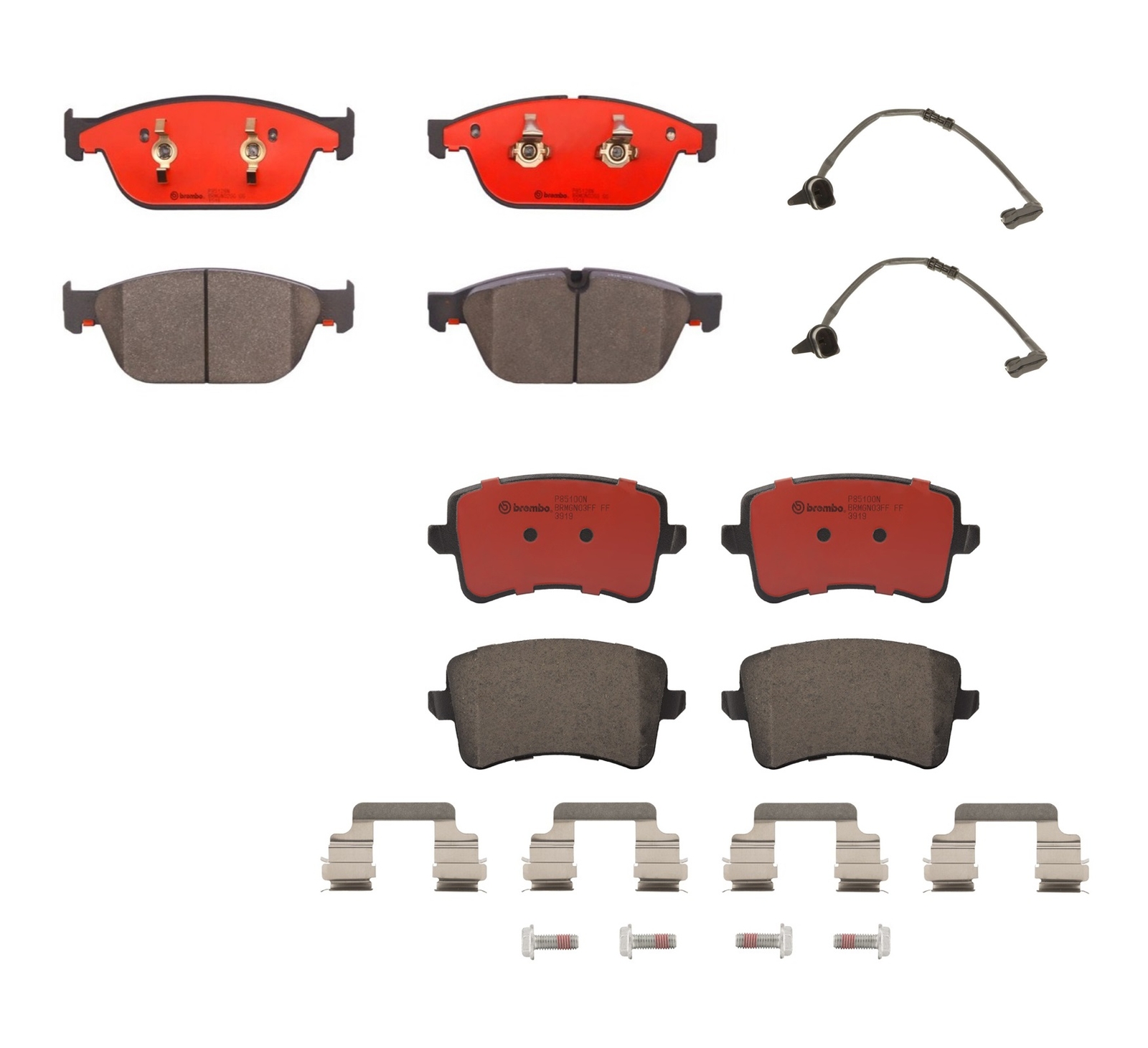 Brembo Front and Rear Ceramic Brake Pad Set & Sensors Kit For Audi SQ5