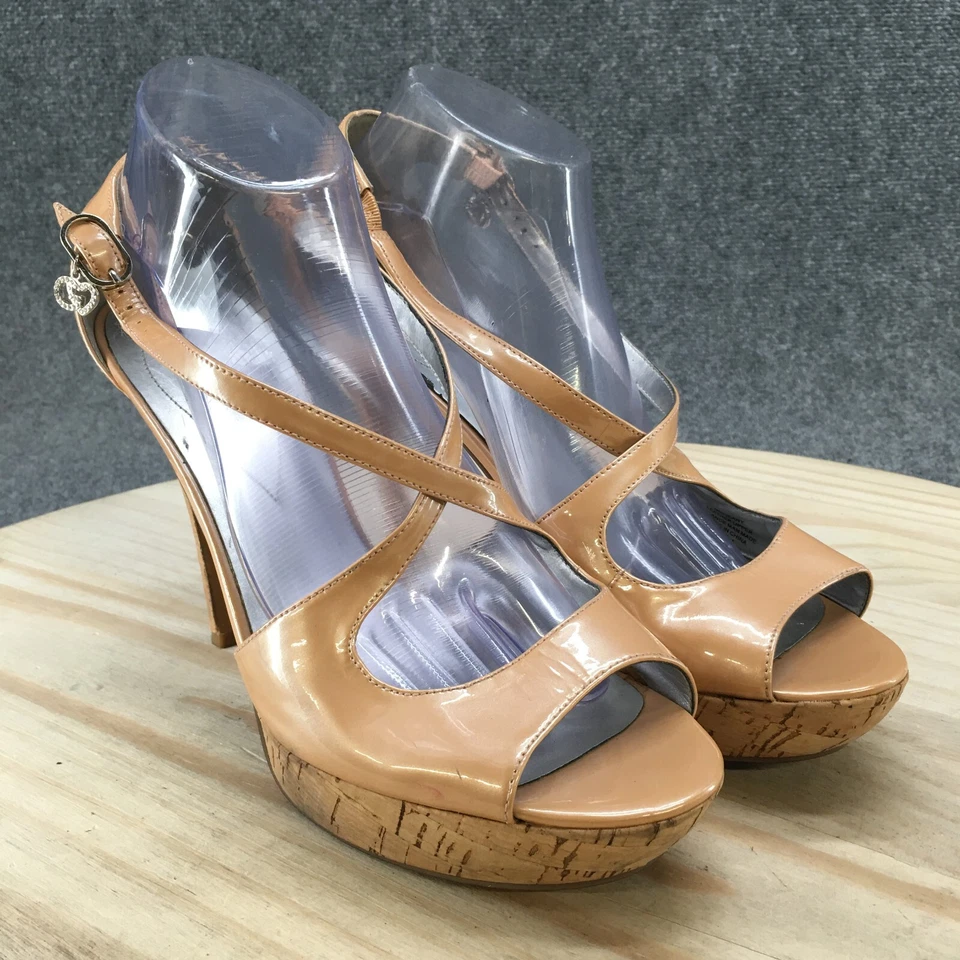 Tacones de aguja Guess By Marciano para mujer 10 M Jeany al tobillo con tiras de cuero beige Foto 3 de 4