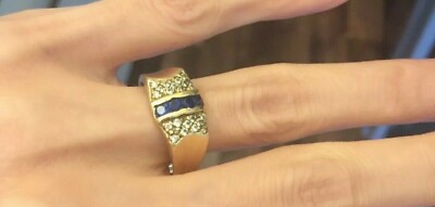 Juvelier Echt Gold Ring ,Gelb Gold ,585/14Karat aus 4er Saphir ,3g. /54Grösse