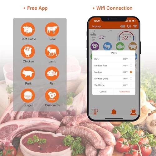 Wireless Meat Thermometer – Digital Cooking Thermometer with Wireless Probe –... Wireless Meat Thermometer – Digital Cooking Thermometer with Wireless Probe –...
