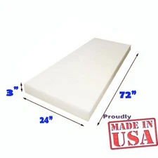 3" X 24" X 72"  High Density Mybecca Upholstery Foam Cushion Replacement