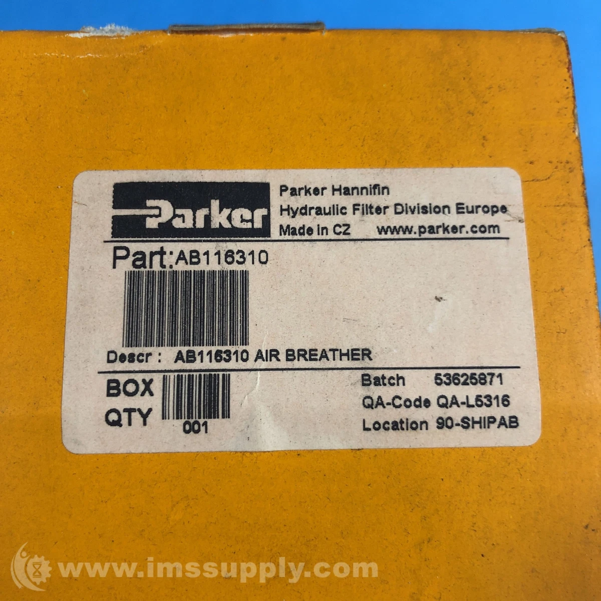 Parker AB116310 Non-Metallic Air Breather, 10 Micron Rating FNOB