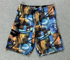 Maui  Sons Board Shorts Men 32 Black Cargo Surf Photo Realistic Graphic Unlined