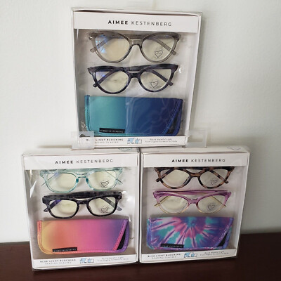 2 Pairs Aimee Kestenberg Blue Light Reading Glasses Readers 1.50/2.00/2.50 *Pick