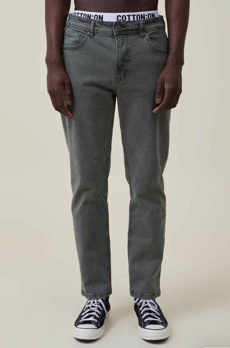パンツ Recycle Cotton Used Slim Straight Denim Cotton:On Men's Slim Straight Jeans Discontinued Washed Forest