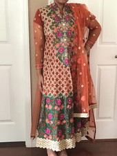 3 Piece Orange Indian Shalwar Kameez