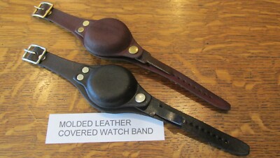 BLACK LEATHER MOLDED COVER WATCH BAND new! STYLE / motorcycle / construction USA
