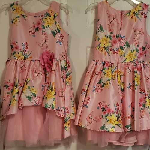 Girl Flower Floral Dresses Size 10 Plus Pink Yellow Green Princess - Picture 2 of 2