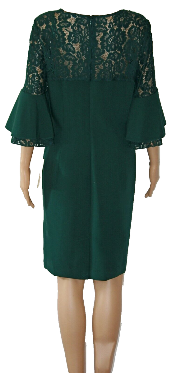 Hope & Harlow Green Sheath Dress Women's Size 8 Lace Bell Sleeves New with  Tags