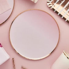 Pink Ombre Rose Gold Party Tableware Decorations Plates Cups Napkins Tablecover