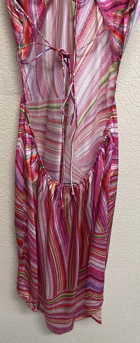 frankies bikinis debbie halter dress Frankies Bikinis Debbie Satin Halter Mini Dress Size L Dance Pink Small Flaw