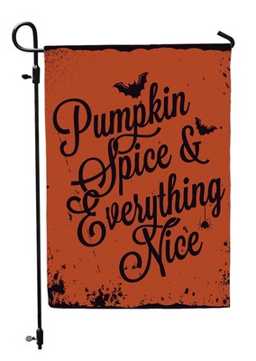 Pumpkin Spice & Everything Nice ~ Double Sided Halloween Garden Flag Bats NEW