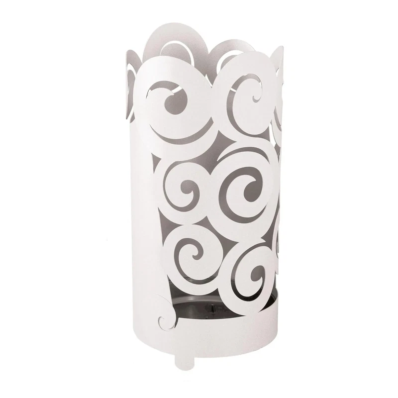Vaso Portaombrelli da Terra Design Riccioli Bianco Arti & Mestieri 51 cm Metallo, fotografia 3 di 7