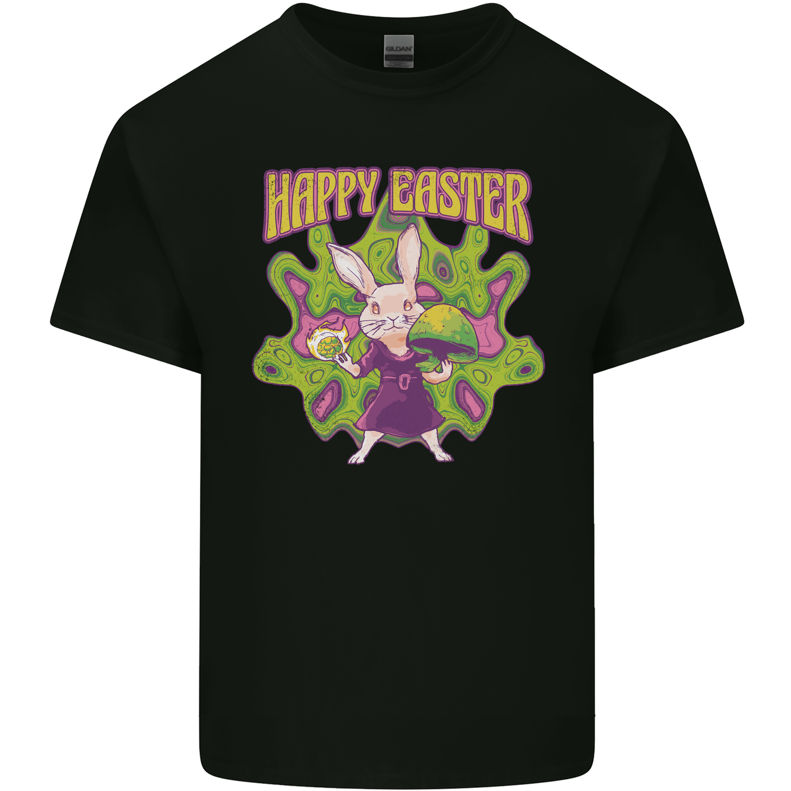 Trippy Easter Magic Mushrooms LSD Mens Cotton T-Shirt Tee Top