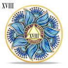 18 Year Sobriety Coin Blue Lotus Mandala AA Chips Medallion Eighteen Years Sober