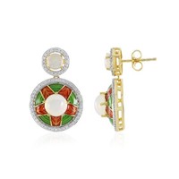 Cavill Ohrringe Damen 925 Silber Vergoldet Welo Opal 2,85Ct Rund Zirkon