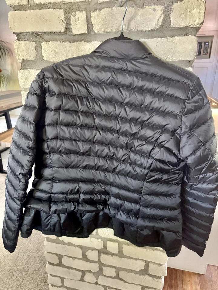 ADD Black Down Women’s Jacket with Ruffle Size 8 designed In Italy - Image 2 of 4