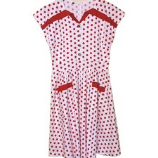 Retro 50's Swing Dress Women's Small Polka Dot Pinup Rockabilly Costume EUC