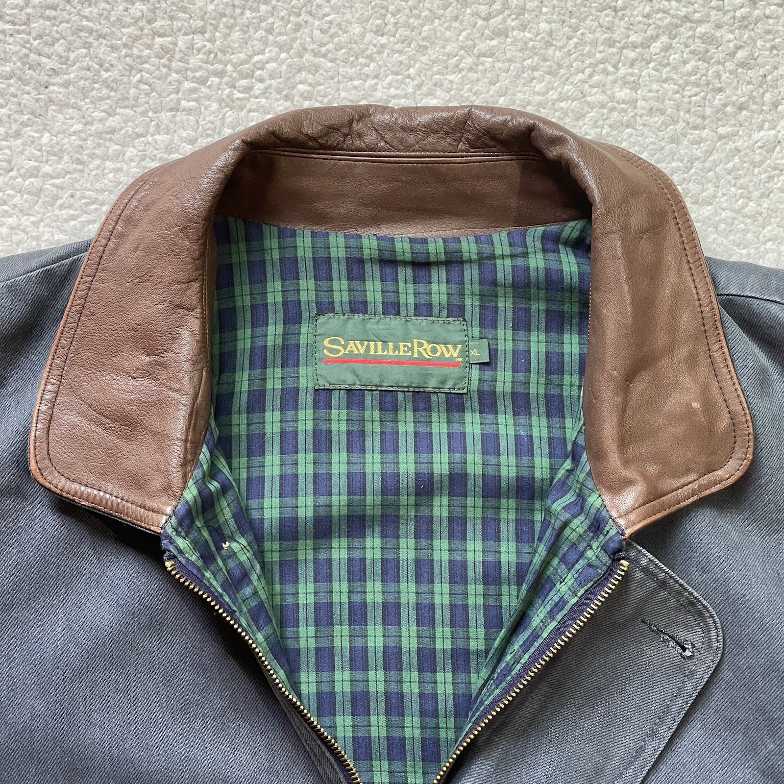 FILA Giacca Harrington vintage anni 90 Saville Row chinstrap pelle colletto uomo XL