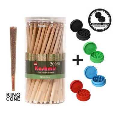 Bamboo Pre Rolled Cones King Size 200 Ct Rolling Paper Cones W/Tips- Kashmir