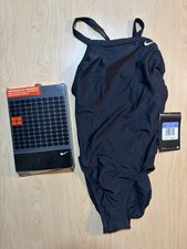 Nike Core Solid Lingerie Girls Tank Black One Piece Swimsuit 26/10 NEW 54