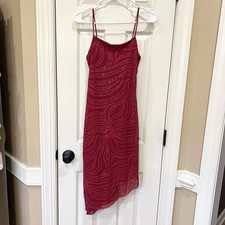 Vintage 90s Y2K Whimsigoth Midi Dress Fairy Sparkle Gown Asymmetrical Sz Small