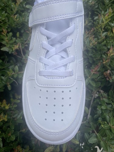 Nike Court Borough Low Recraft Boys Size 1Y Triple White Athletic Shoes Sneakers - Picture 6 of 9