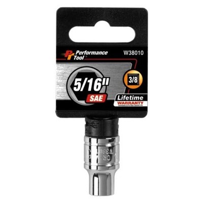 Performance Tool W38010 6-Point Socket, 3/8-Inch Drive, 5/16