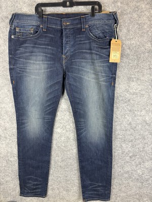 True Religion Jeans Mens 42 No Flap SE Relaxed Skinny Blue Denim Rocco Dweller