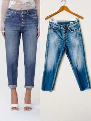 Dondup SIZE 27 high rise distressed cropped tapered leg jeans