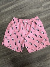 Franks Men's Pink Toucan Animal Print Swim Shorts XL Elastic Waist Pockets
