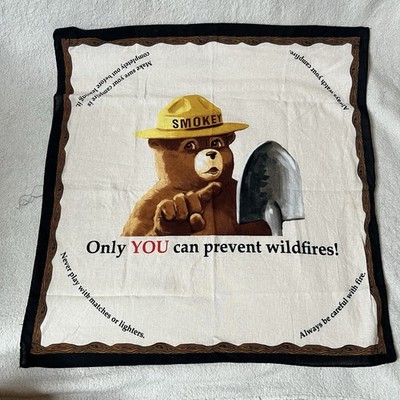 Vintage Smokey The Bear Bandana Scarf Handkerchief Prevent Wildfires 19  x 18 