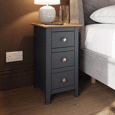 3 Drawer Oak Veneer Bedside Table Nightstand Bedroom Furniture Graphite Blue