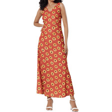 Timeless London Glini Maxi Dress Sz 8 Sunflower Orange Yellow Sleeveless V-Neck