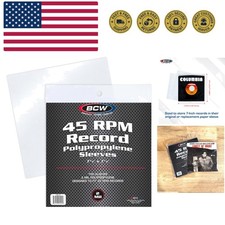 45 RPM Record Sleeves - 100 Count  Fits Standard 7 Inch Single 45s  Snug-Fi...