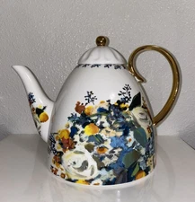 Anthropologie Botanica Teapot Floral Stoneware Gorgeous Gift EUC No Box