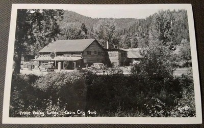 Cabin City Montana Trout Valley Lodge Mountain View 1940s PC Postcard 