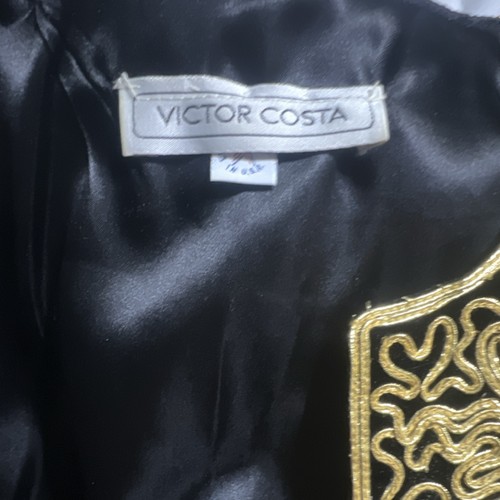 Victor Costa Black & Gold Velvet,Embroidered, Jacket and Velvet skirt  Women 10