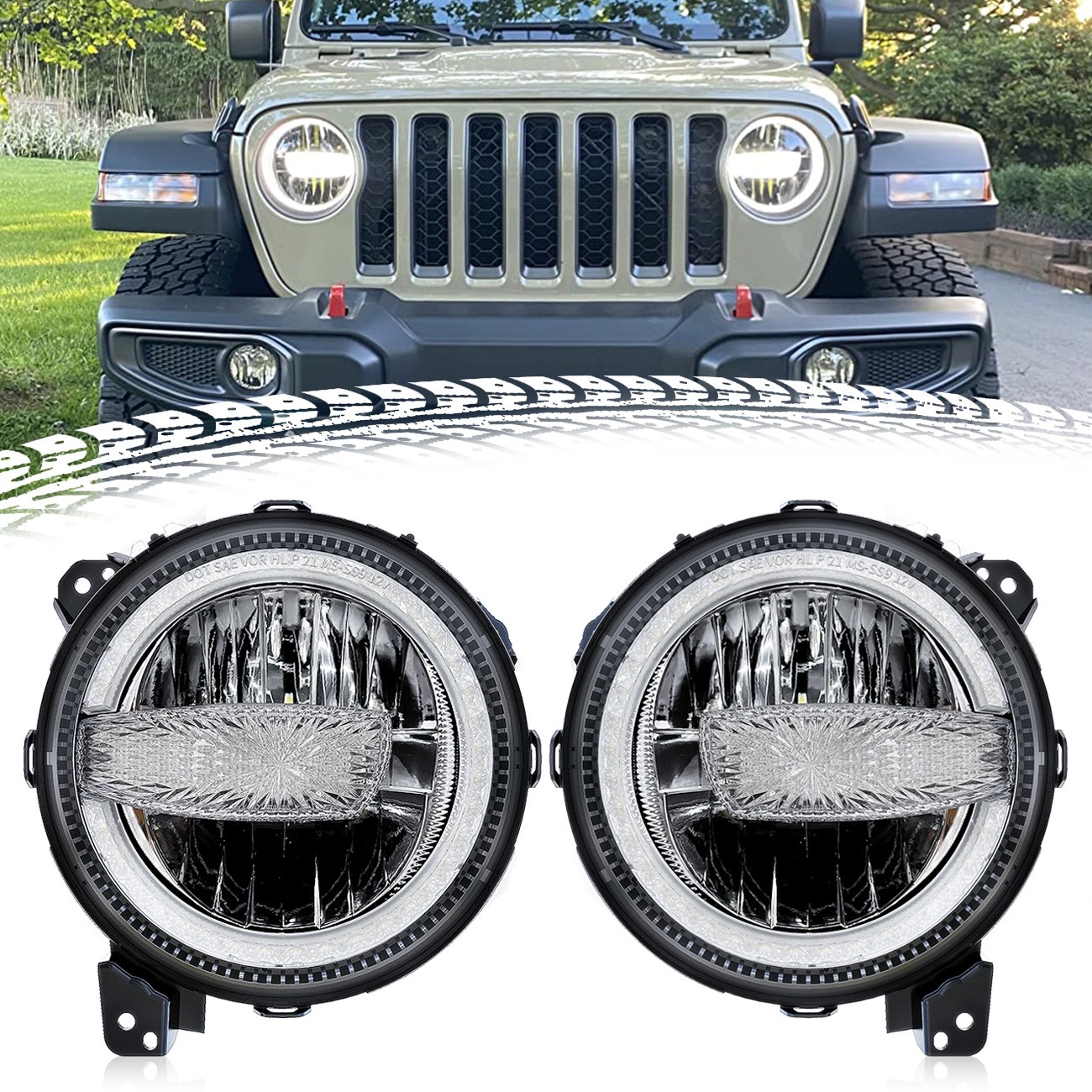 9 inch LED Front Headlights DRL for 2018-2024 Jeep Wrangler JL JLU Gladiator JT