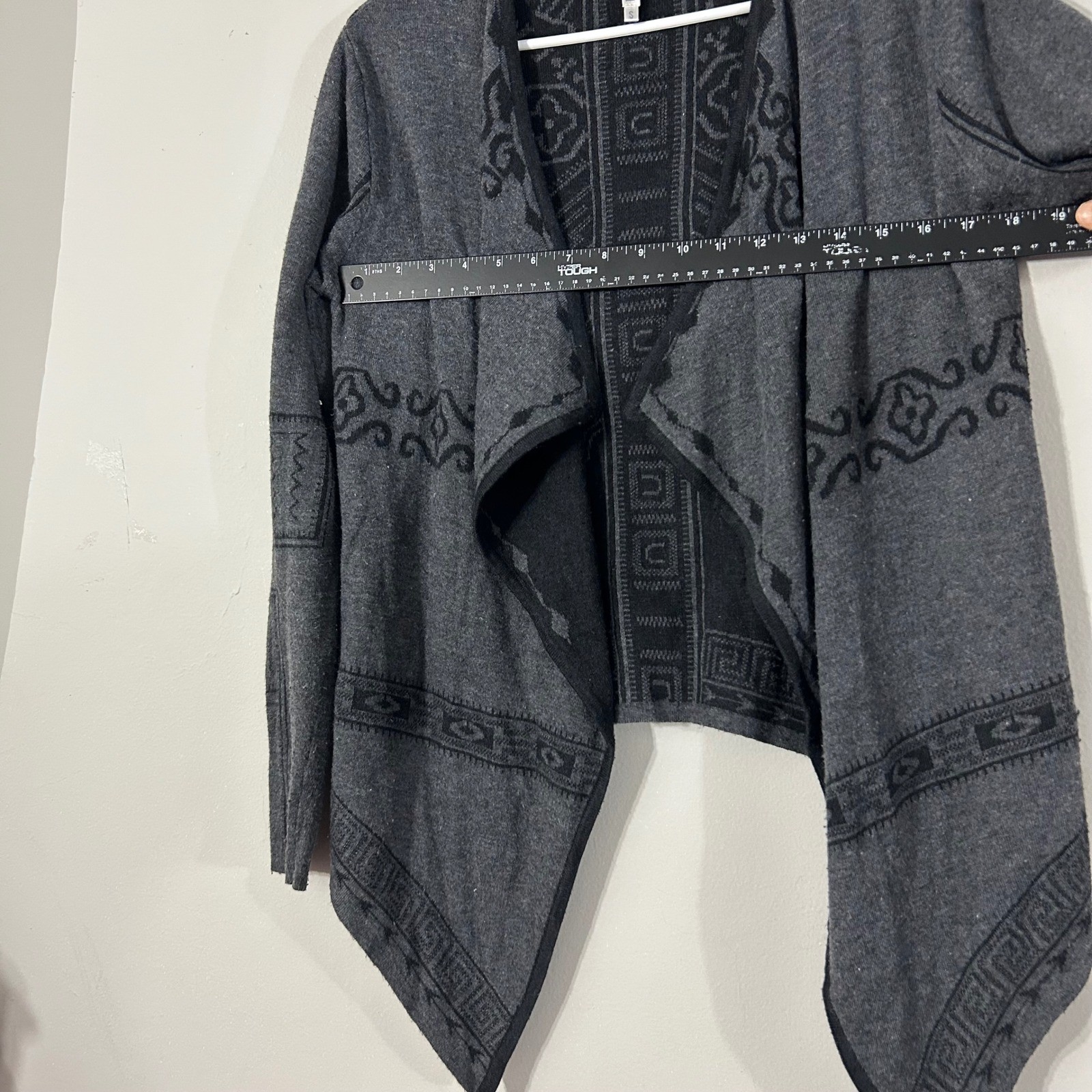 American Style Geometric Pattern Cardigan Sweater Charcoal Gray Size S image 5